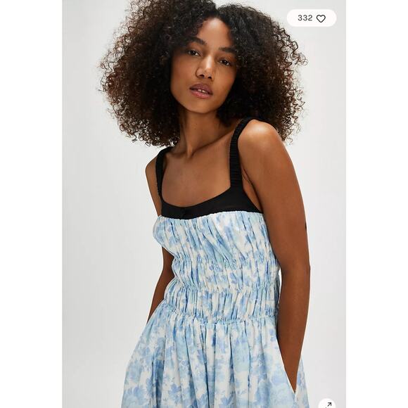 For Love And Lemons Light Blue Floral Midi Dress - Picture 4 of 16